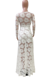 Pink Sexy Patchwork Lace V Neck Irregular Dress Dresses