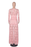 Pink Sexy Patchwork Lace V Neck Irregular Dress Dresses