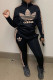 Black Fashion Casual Print Patchwork Zipper Collar Long Sleeve Two Pieces