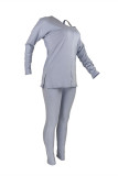 Apricot Fashion Casual Solid Hollowed Out V Neck Long Sleeve Two Pieces