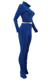 Pink Casual Solid Patchwork Fold Zipper Zipper Collar Long Sleeve Two Pieces