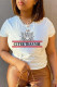 White Fashion Casual Print Basic O Neck Tops