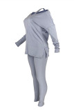 Apricot Fashion Casual Solid Hollowed Out V Neck Long Sleeve Two Pieces