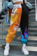 Yellow Black Fashion Casual Print Patchwork Regular High Waist Trousers