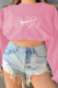 Pink Casual Patchwork Embroidered O Neck Tops