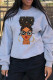 Light Gray Fashion Casual Print Basic O Neck Tops