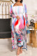 Colour Fashion Celebrities Print Patchwork Strapless Long Sleeve Two Pieces