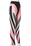 Pink Sexy Print Patchwork Skinny High Waist Pencil Full Print Bottoms