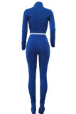 Pink Casual Solid Patchwork Fold Zipper Zipper Collar Long Sleeve Two Pieces