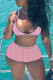 Pink Sexy Print Patchwork Swimwears