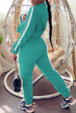 Blue Fashion Casual Solid Split Joint Turndown Collar Long Sleeve Two Pieces