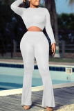 Pink Casual Solid Patchwork O Neck Long Sleeve Two Pieces