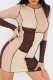Brown Sexy Solid Patchwork O Neck Pencil Skirt Dresses