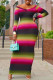 Multicolor Fashion Casual Print Split Joint V Neck One Step Skirt Dresses