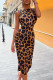 Leopard Print Sexy Casual Print Leopard Backless O Neck Sleeveless Dress