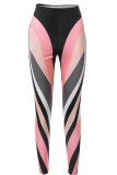 Pink Sexy Print Patchwork Skinny High Waist Pencil Full Print Bottoms