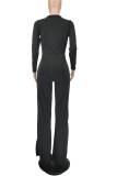Red Casual Simplicity Solid Patchwork Slit V Neck Straight Jumpsuits