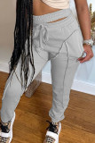 Light Brown Fashion Casual Solid Patchwork Regular High Waist Trousers