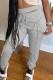 Grey Fashion Casual Solid Patchwork Regular High Waist Trousers