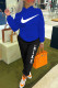Blue Fashion Casual Print Patchwork Hooded Collar Long Sleeve Two Pieces