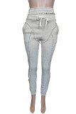 Light Brown Fashion Casual Solid Patchwork Regular High Waist Trousers
