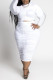 White Casual Solid Patchwork Fold O Neck Plus Size Two Pieces