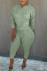 Light Green Fashion Casual Solid Split Joint Hooded Collar Long Sleeve Two Pieces