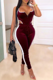 purple Velvet Sexy Fashion adult Two Piece Suits Solid pencil Sleeveless