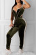 Black Green Velvet Sexy Fashion adult Two Piece Suits Solid pencil Sleeveless