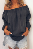 Grey Casual Solid Stringy Selvedge Off the Shoulder Tops