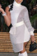 White Fashion Celebrities Solid Patchwork O Neck A Line Dresses