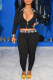 Black Casual Solid Patchwork Zipper Collar Long Sleeve Two Pieces