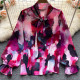 Purple Sexy Print Bandage Patchwork Buckle O Neck Tops