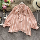 Pink Sweet Solid Patchwork Buckle O Neck Tops