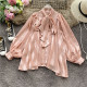 Pink Sweet Solid Patchwork Buckle O Neck Tops