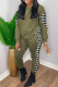 Army Green Fashion Casual Print Patchwork O Neck Long Sleeve Two Pieces