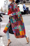 Rainbow Color Street Camouflage Print Split Joint Turndown Collar Outerwear