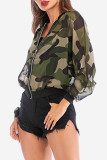 Camouflage Fashion Camouflage Print See-through Outerwear