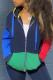 Royal Blue Casual Solid Patchwork Zipper Hooded Collar Tops