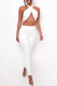 White Sexy Casual Solid Hollowed Out Backless Halter Skinny Jumpsuits