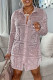 Pink Fashion Casual Print Basic Turndown Collar Long Sleeve Shirt Dresses