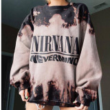 Coffee Street Print Patchwork O Neck Tops