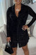 Black Fashion Casual Print Basic Turndown Collar Long Sleeve Shirt Dresses
