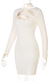 Apricot Sexy Solid Patchwork O Neck Pencil Skirt Dresses