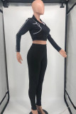 Black Fashion Sexy Solid Patchwork Turndown Collar Long Sleeve Two Pieces