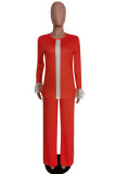 Yellow Fashion Casual Solid Patchwork O Neck Long Sleeve Two Pieces