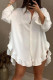 White Fashion Casual Solid Patchwork Turndown Collar Irregular Dresses
