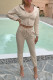 Khaki Fashion Casual Solid Patchwork Hooded Collar Nine Points Sleeve Three Pieces
