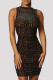 Khaki Fashion Sexy Print Leopard Bandage Hollowed Out O Neck Sleeveless Dress