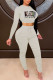 Light Gray Fashion Sexy Print Patchwork O Neck Long Sleeve Two Pieces